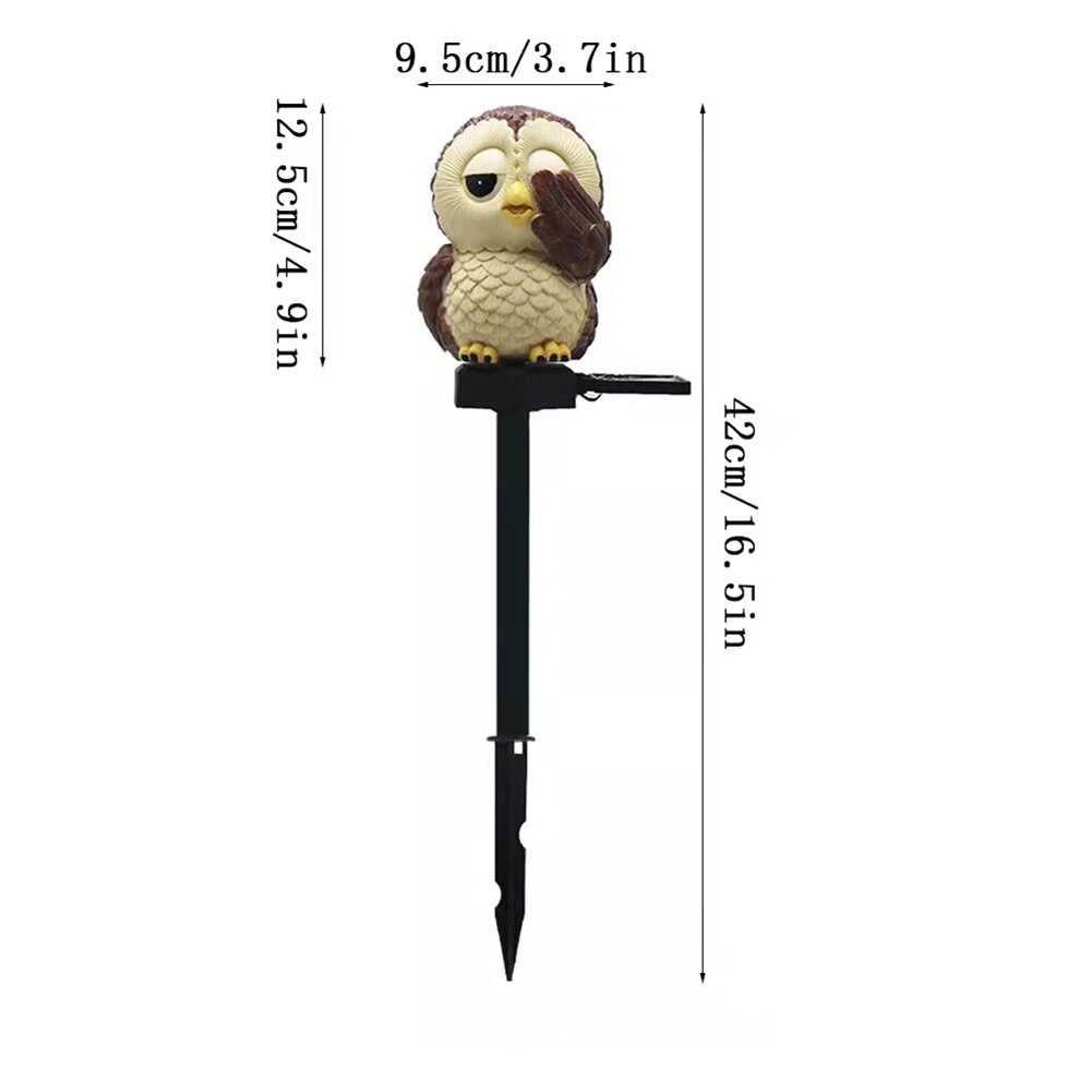 Resin Owl LED Solar Light Waterproof Outdoor Solar Lawn Stake Light Cartoon Land Solar Lamp for Christmas Holiday Garden Decor