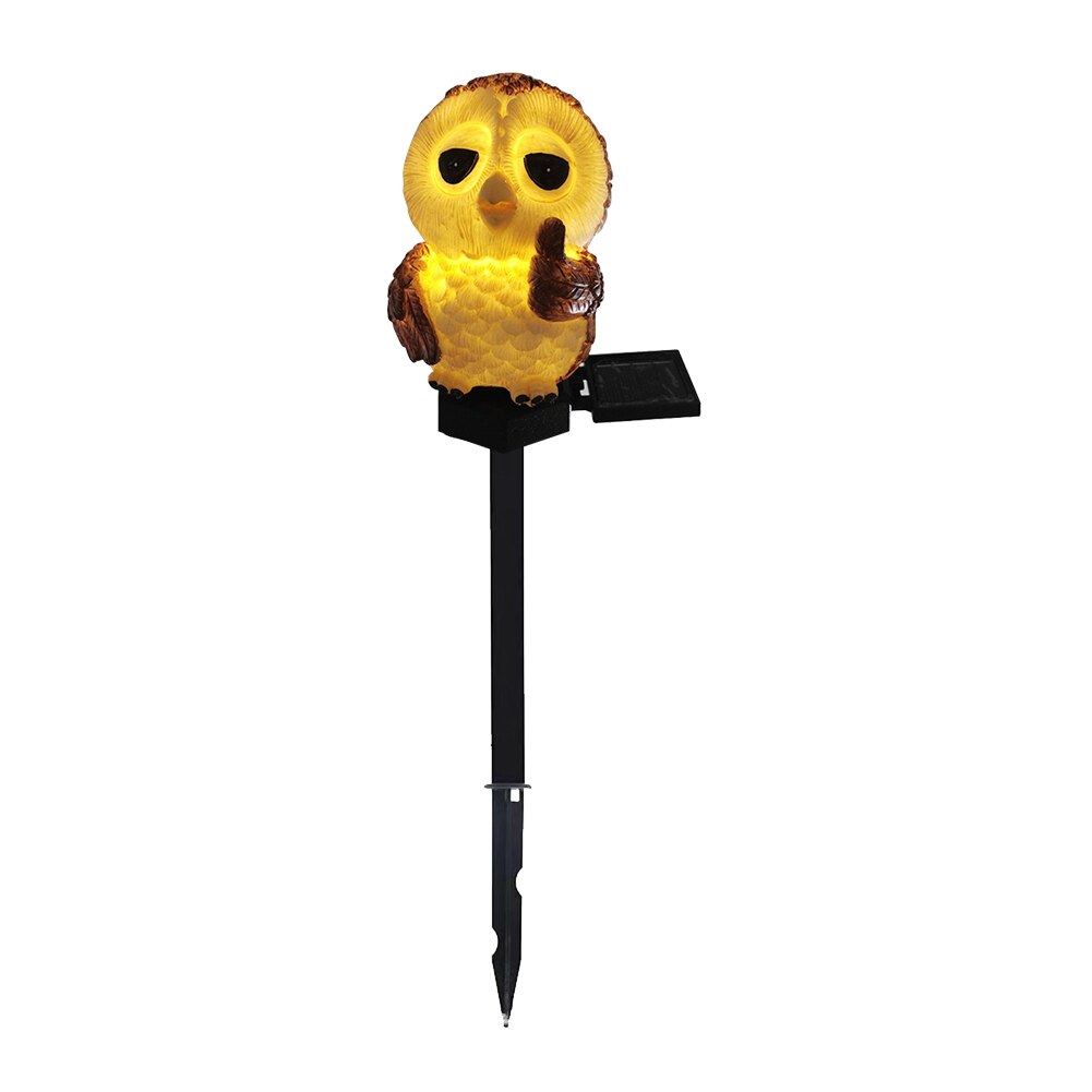 Resin Owl LED Solar Light Waterproof Outdoor Solar Lawn Stake Light Cartoon Land Solar Lamp for Christmas Holiday Garden Decor