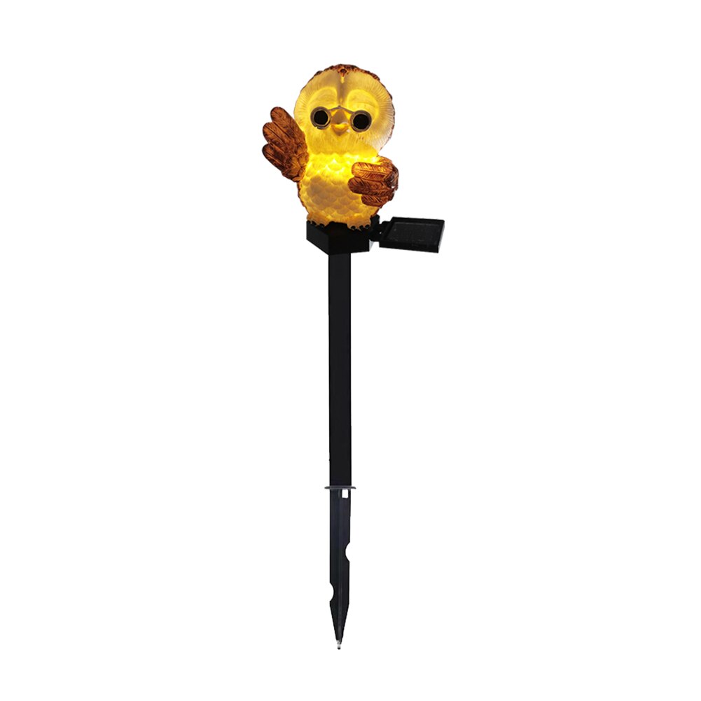 Resin Owl LED Solar Light Waterproof Outdoor Solar Lawn Stake Light Cartoon Land Solar Lamp for Christmas Holiday Garden Decor