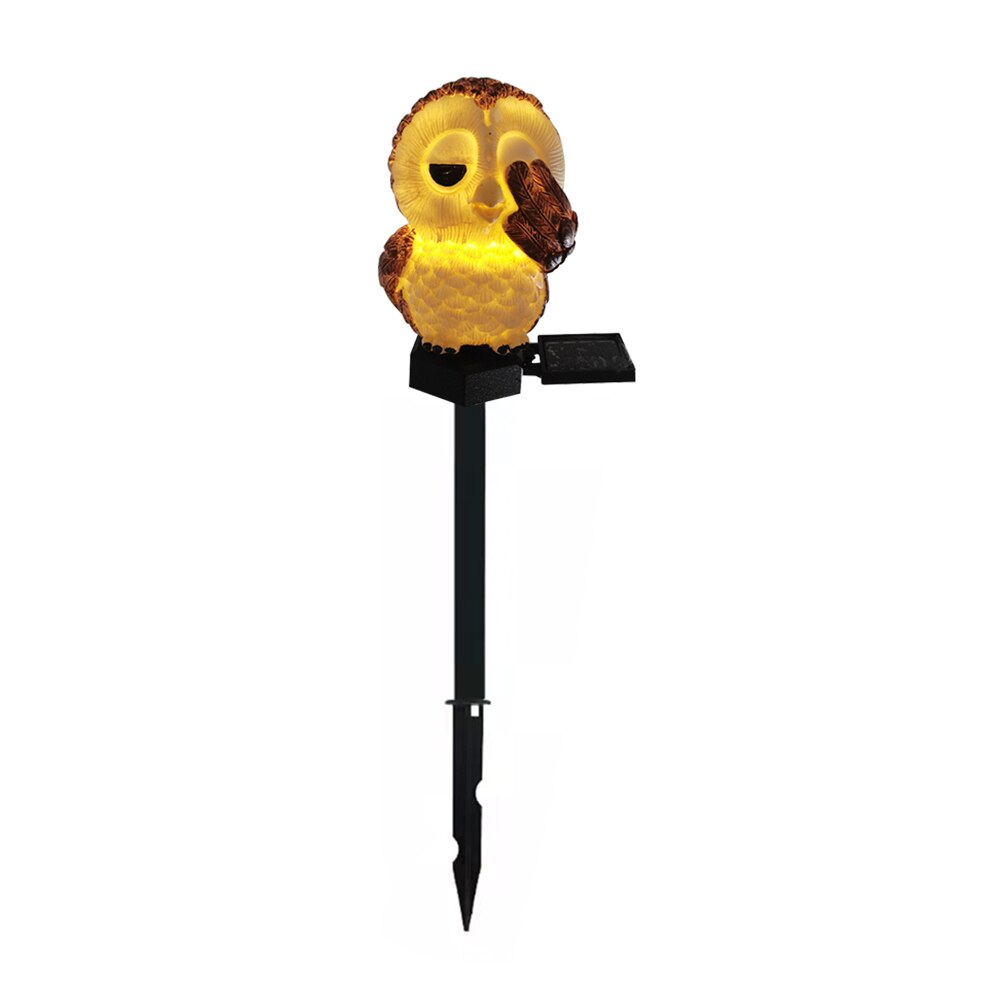 Resin Owl LED Solar Light Waterproof Outdoor Solar Lawn Stake Light Cartoon Land Solar Lamp for Christmas Holiday Garden Decor