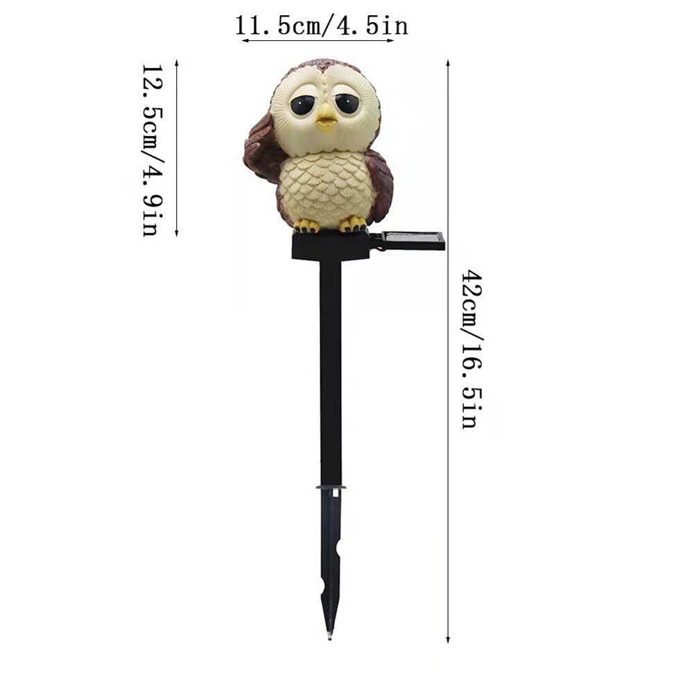 Resin Owl LED Solar Light Waterproof Outdoor Solar Lawn Stake Light Cartoon Land Solar Lamp for Christmas Holiday Garden Decor