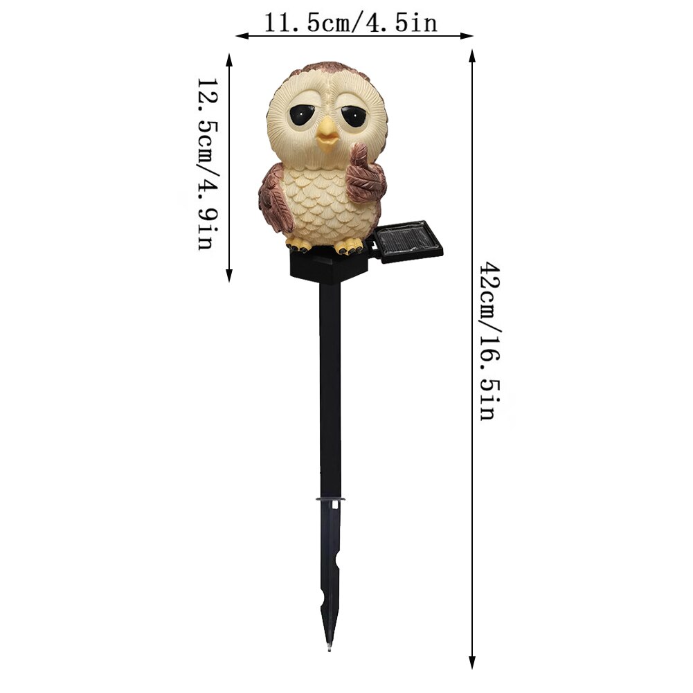 Resin Owl LED Solar Light Waterproof Outdoor Solar Lawn Stake Light Cartoon Land Solar Lamp for Christmas Holiday Garden Decor