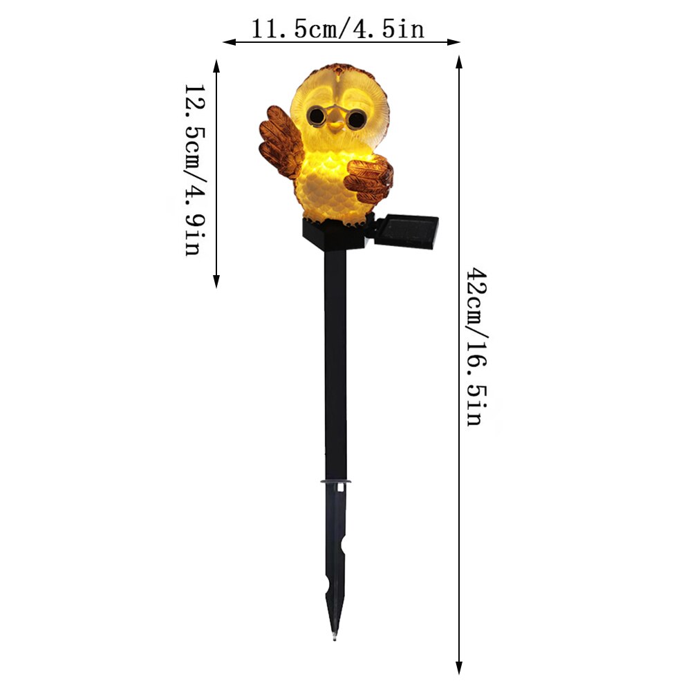Resin Owl LED Solar Light Waterproof Outdoor Solar Lawn Stake Light Cartoon Land Solar Lamp for Christmas Holiday Garden Decor