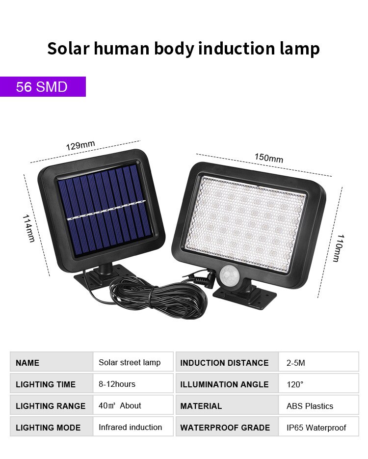 160LED Solar Powered Wall Light Courtyard Outdoors Waterproof PIR Motion Sensor Lighting Street Solar Lamp for Garden Decoration