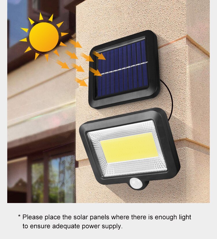 160LED Solar Powered Wall Light Courtyard Outdoors Waterproof PIR Motion Sensor Lighting Street Solar Lamp for Garden Decoration