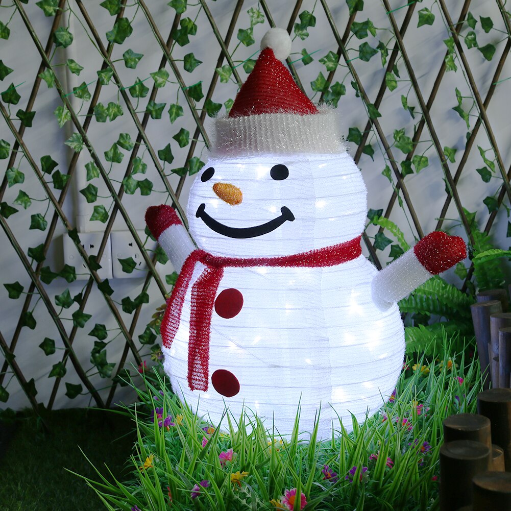 40 LED Lawn Lamp Foldable Outdoors Waterproof Christmas Decoration Snowman Lantern Night Light for Home Garden Xmas Decoration