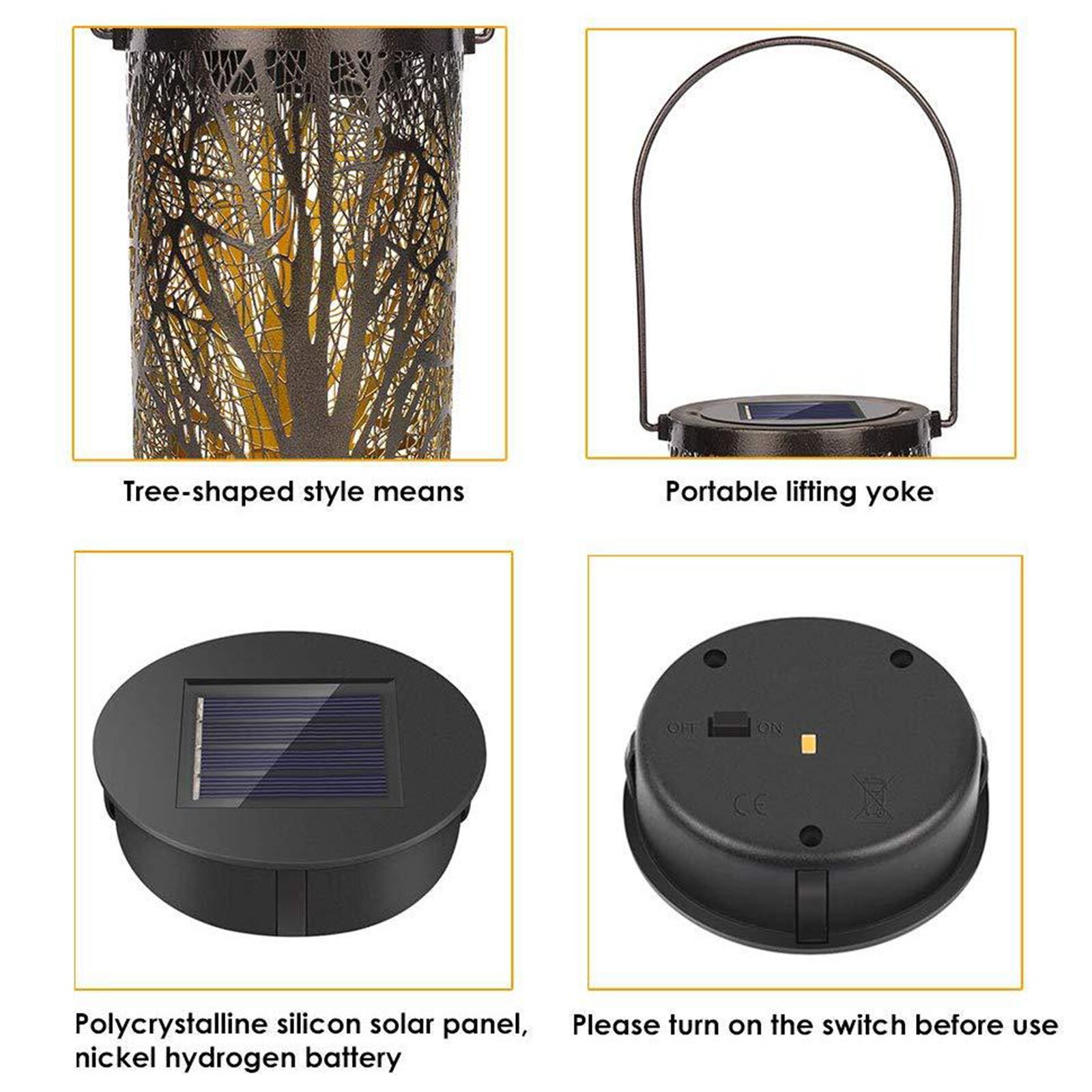 LED Solar Hanging Lantern Lights Lamp Outdoors Waterproof Iron Art Courtyard Patio Garden Decoration Solar Light