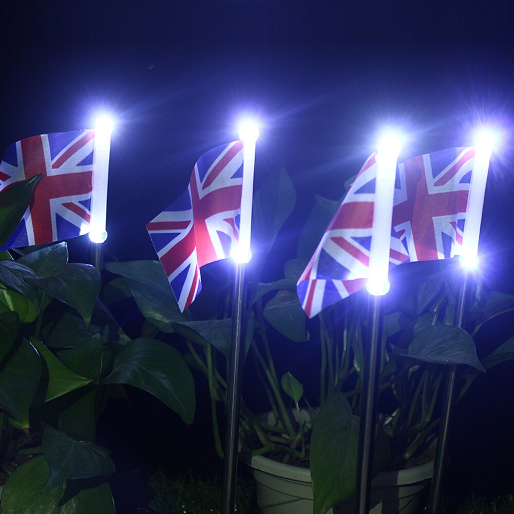 2pcs Solar American Flag Light Garden Lawn Light Garden Decor 2 Led Lamp Lawn Decorative Lights Independence Day Limited Edition