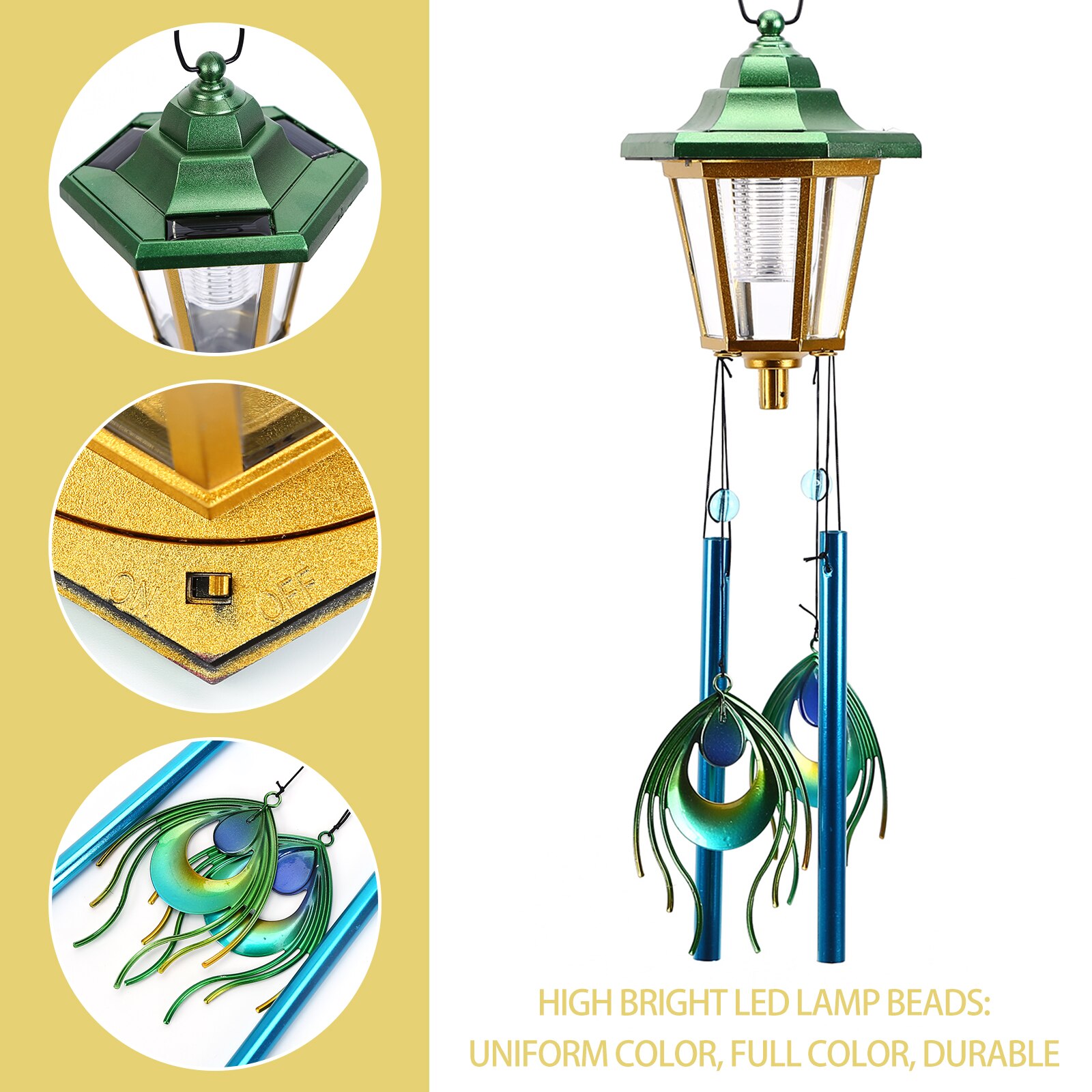 Wind Chime LED Solar Lights Outdoor Hanging Tubes Bells for Patio Balcony Yard Window Garden Decoration Wind Chimes Solar Lamps