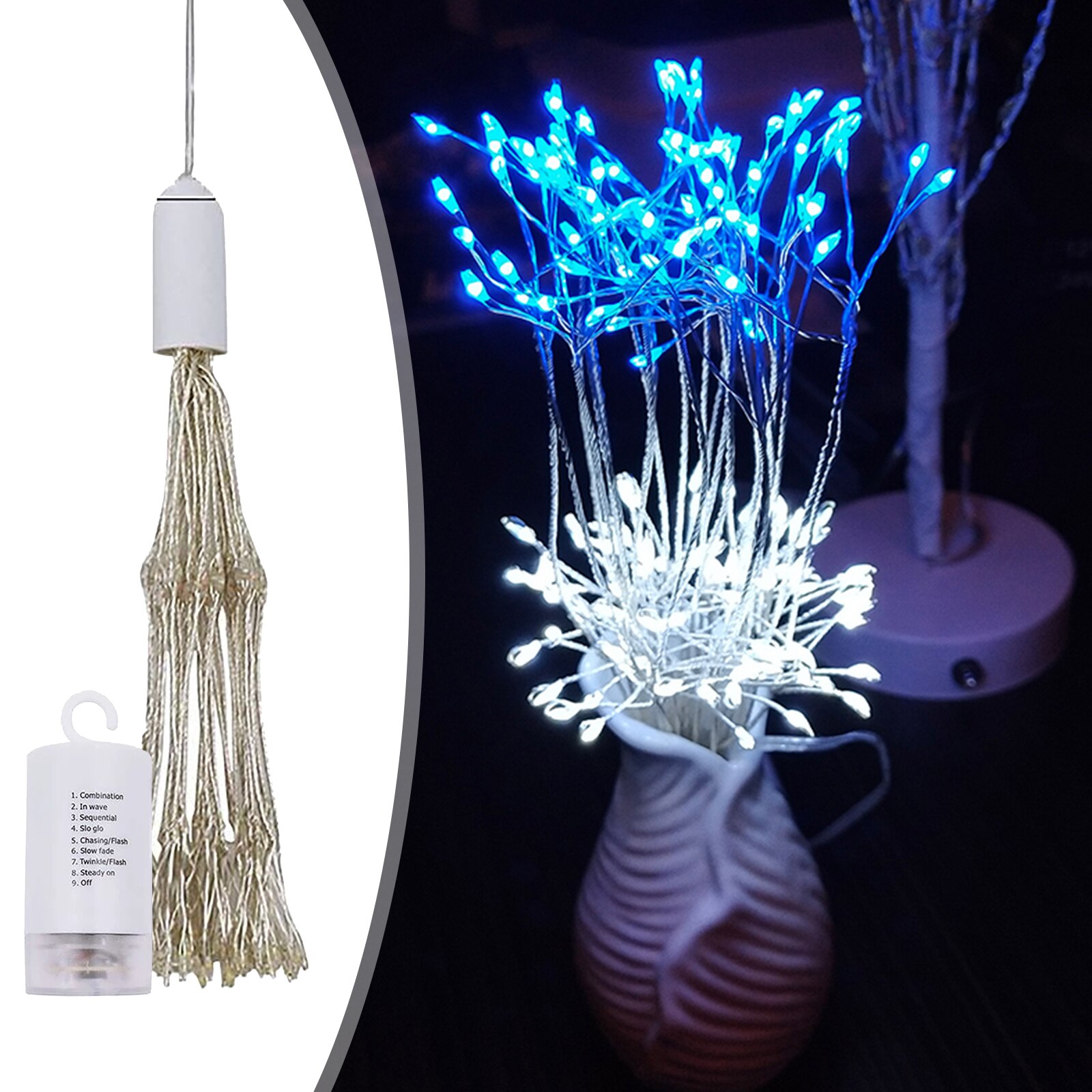 LED Firework String Lights Night Light with Remote Control for Wedding Christmas Halloween Garden Holiday Decorations Lighting