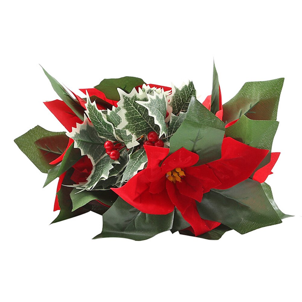 2m 10LED Christmas Poinsettia Flowers Decorations Garland String Lights Xmas Tree Ornaments Christmas Indoor Outdoor Home Decor