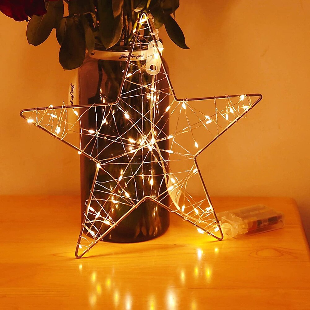5m 50 LED Christmas Star String Light Lamp Wrought Iron Bedroom Lighting Holiday Wedding Party Outdoor Indoor Garden Decoration