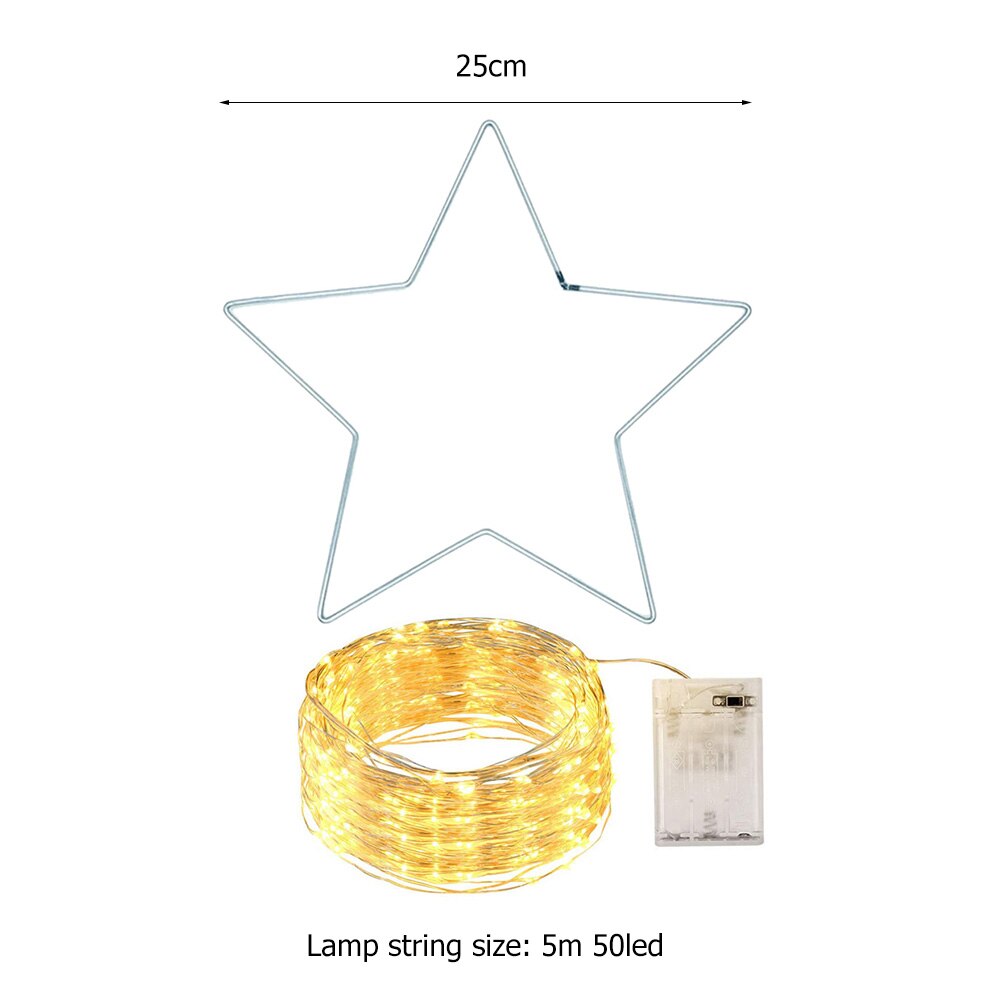5m 50 LED Christmas Star String Light Lamp Wrought Iron Bedroom Lighting Holiday Wedding Party Outdoor Indoor Garden Decoration