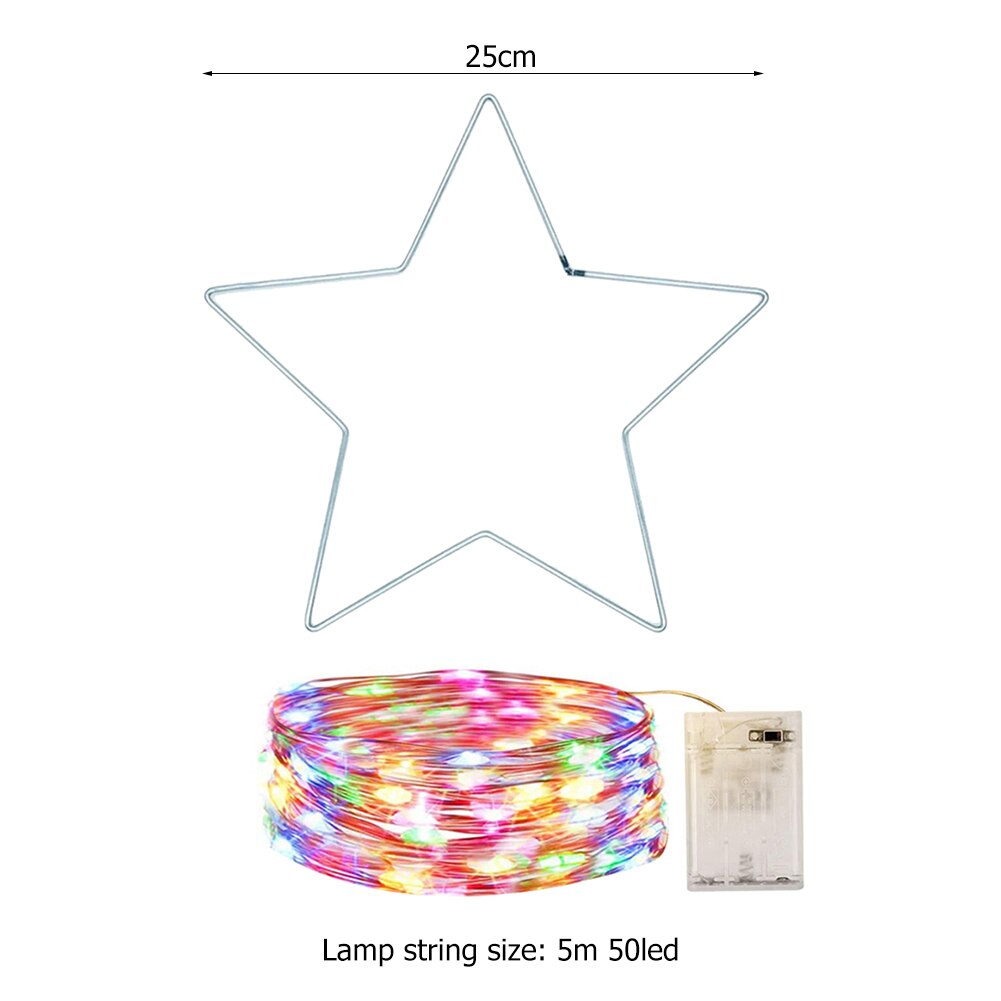 5m 50 LED Christmas Star String Light Lamp Wrought Iron Bedroom Lighting Holiday Wedding Party Outdoor Indoor Garden Decoration