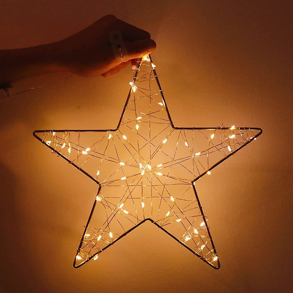 5m 50 LED Christmas Star String Light Lamp Wrought Iron Bedroom Lighting Holiday Wedding Party Outdoor Indoor Garden Decoration