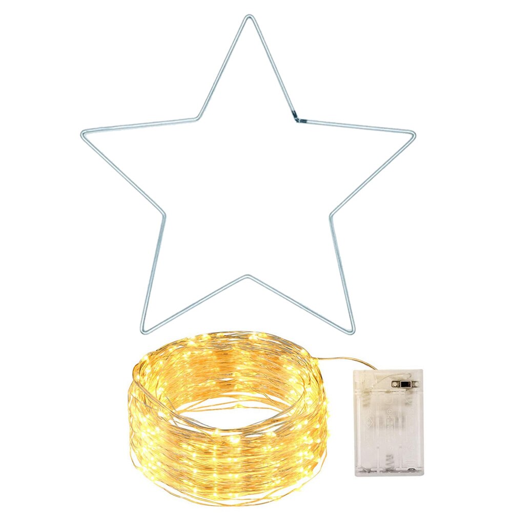 5m 50 LED Christmas Star String Light Lamp Wrought Iron Bedroom Lighting Holiday Wedding Party Outdoor Indoor Garden Decoration