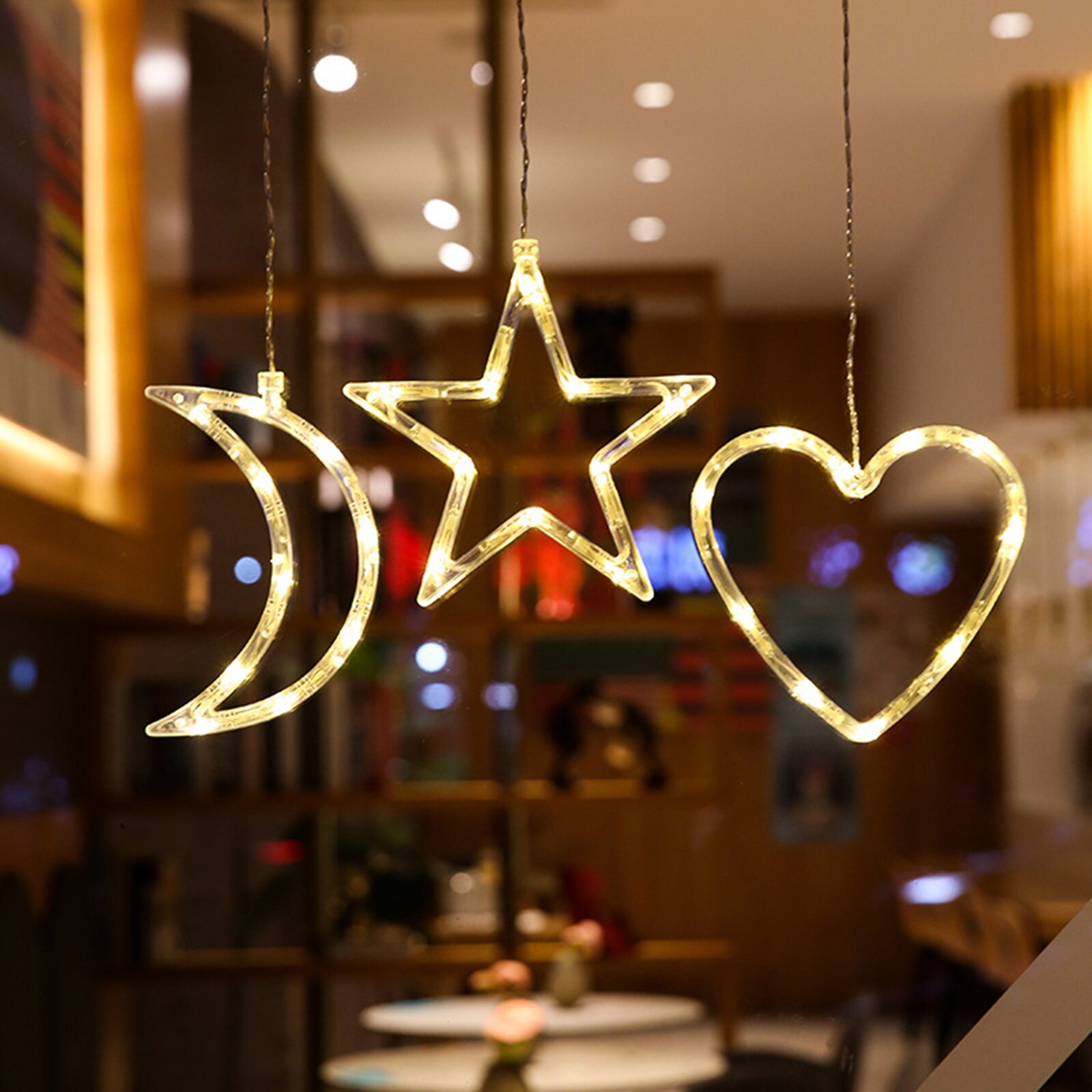 Christmas Star Lights Holiday Window Decoration Christmas LED Star Bell Snowman Santa Suction Cup Fairy Light Home Window Decor