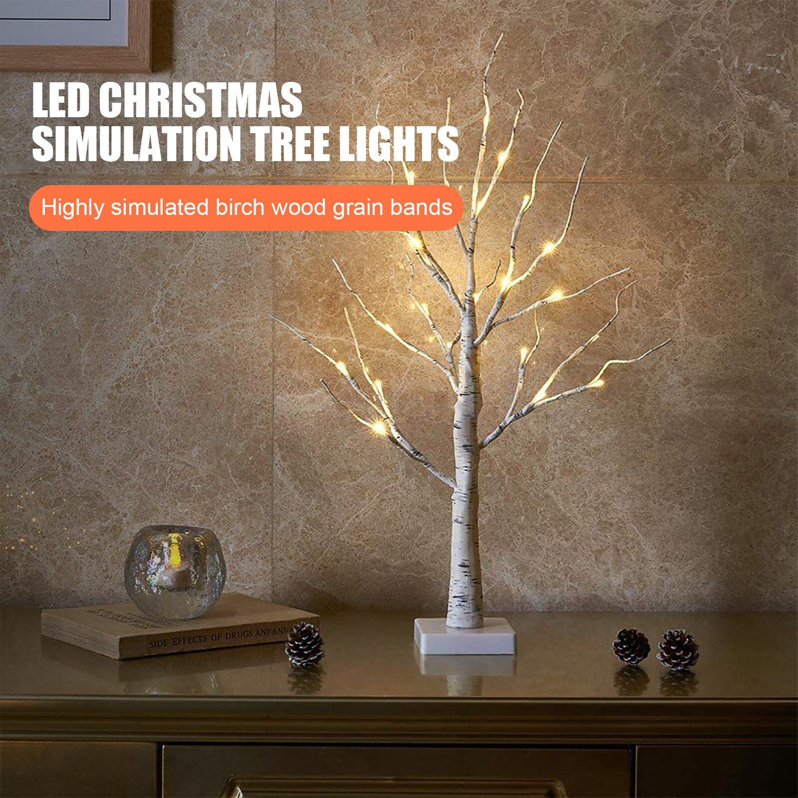 Led Fairy Night Light LED Birch Tree Night Lamp Battery USB Operated Bedside Lamp For Room Desk Holiday Christmas Lighting Decor