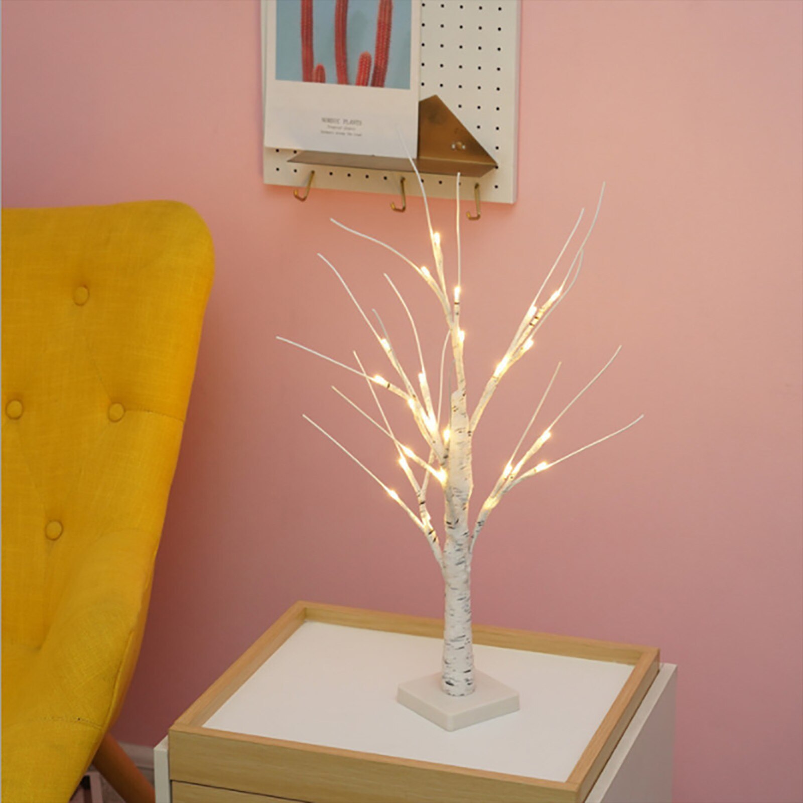 Led Fairy Night Light LED Birch Tree Night Lamp Battery USB Operated Bedside Lamp For Room Desk Holiday Christmas Lighting Decor