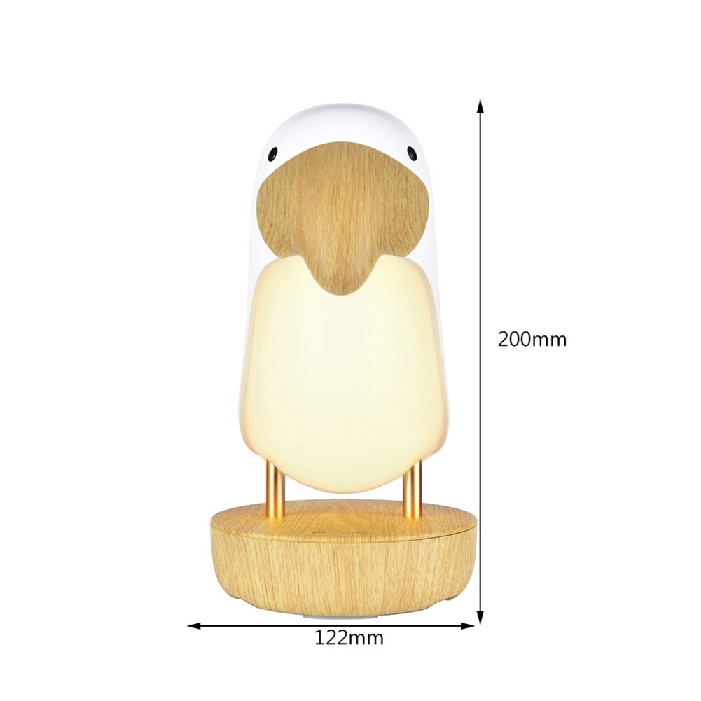 Cute Hornbill LED Night Light Bluetooth-compatible for Kid Sleep Wake Up USB Charge Stepless Dimming Multi Function Bedside Lamp
