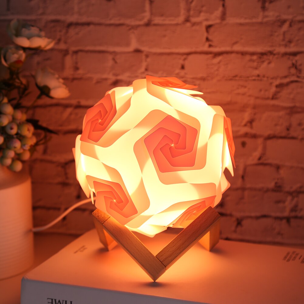 Nordic Modern Table Lamp Night Light Wooden Moon Round Ball Desk USB Light Home Bedroom Christmas Decoration Kid Children Gifts