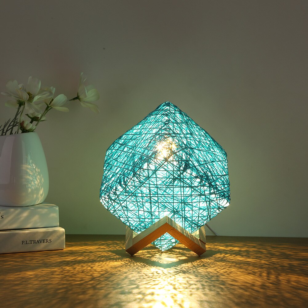 Nordic LED Rattan Night Light Table Lamp Creative Bracket Bedside Starry Sky Projection Lamp Home Party Decoration Lighting Gift