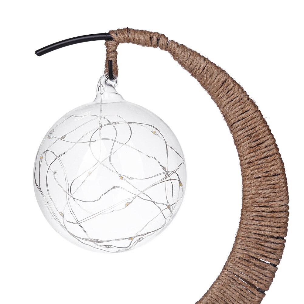 LED Moon Lamp Rattan Handmade Rope Wrought Iron Glass Ball Night Light Home Living Room Decoration Sleeping Lantern Lighting