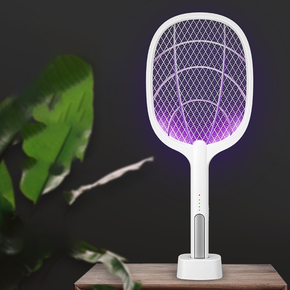 2in1 Electric Insect Racket Zapper USB 1200mAh Rechargeable Mosquito Swatter Kill Fly Bug Zapper Pest Killer Trap Mosquito Lamp