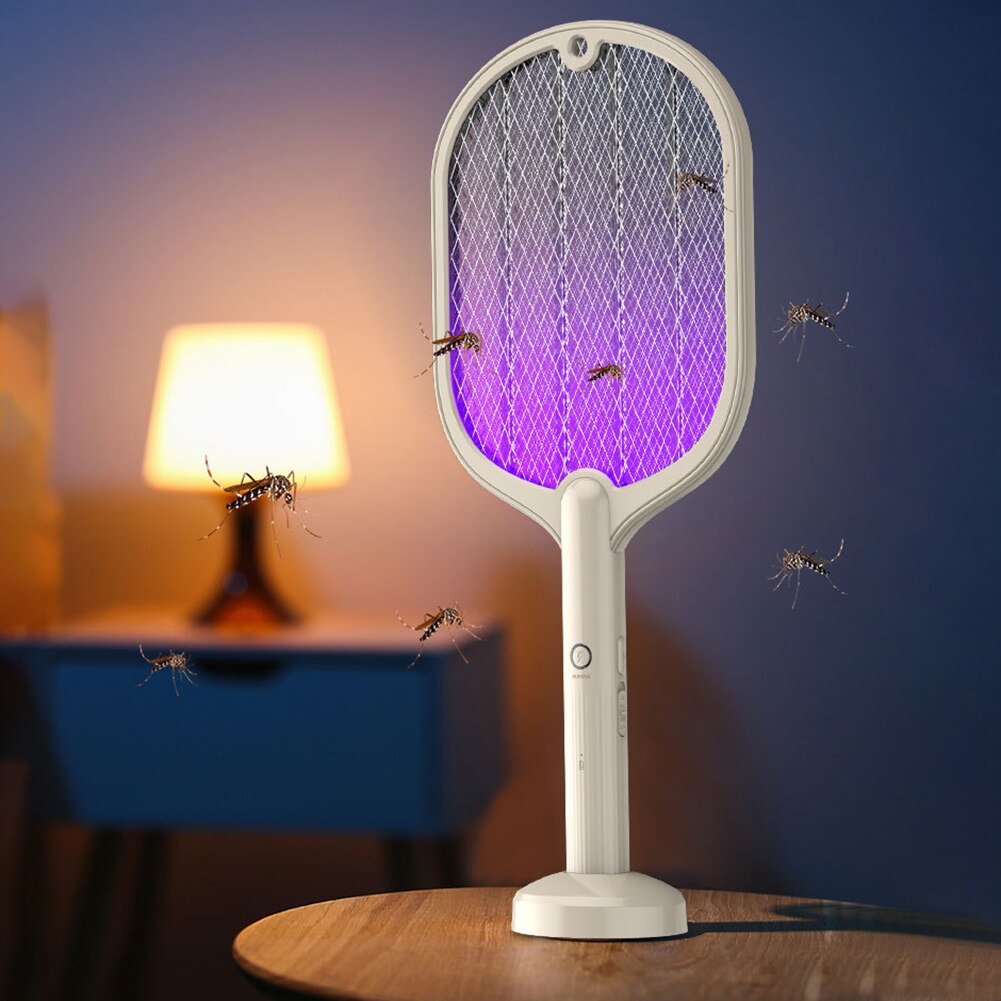 2in1 Electric Insect Racket Zapper USB 1200mAh Rechargeable Mosquito Swatter Kill Fly Bug Zapper Pest Killer Trap Mosquito Lamp