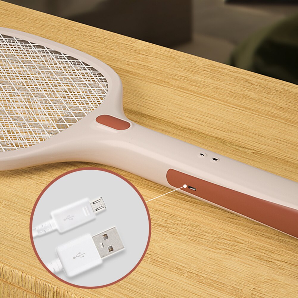 2in1 Electric Insect Racket Zapper USB 1200mAh Rechargeable Mosquito Swatter Kill Fly Bug Zapper Pest Killer Trap Mosquito Lamp