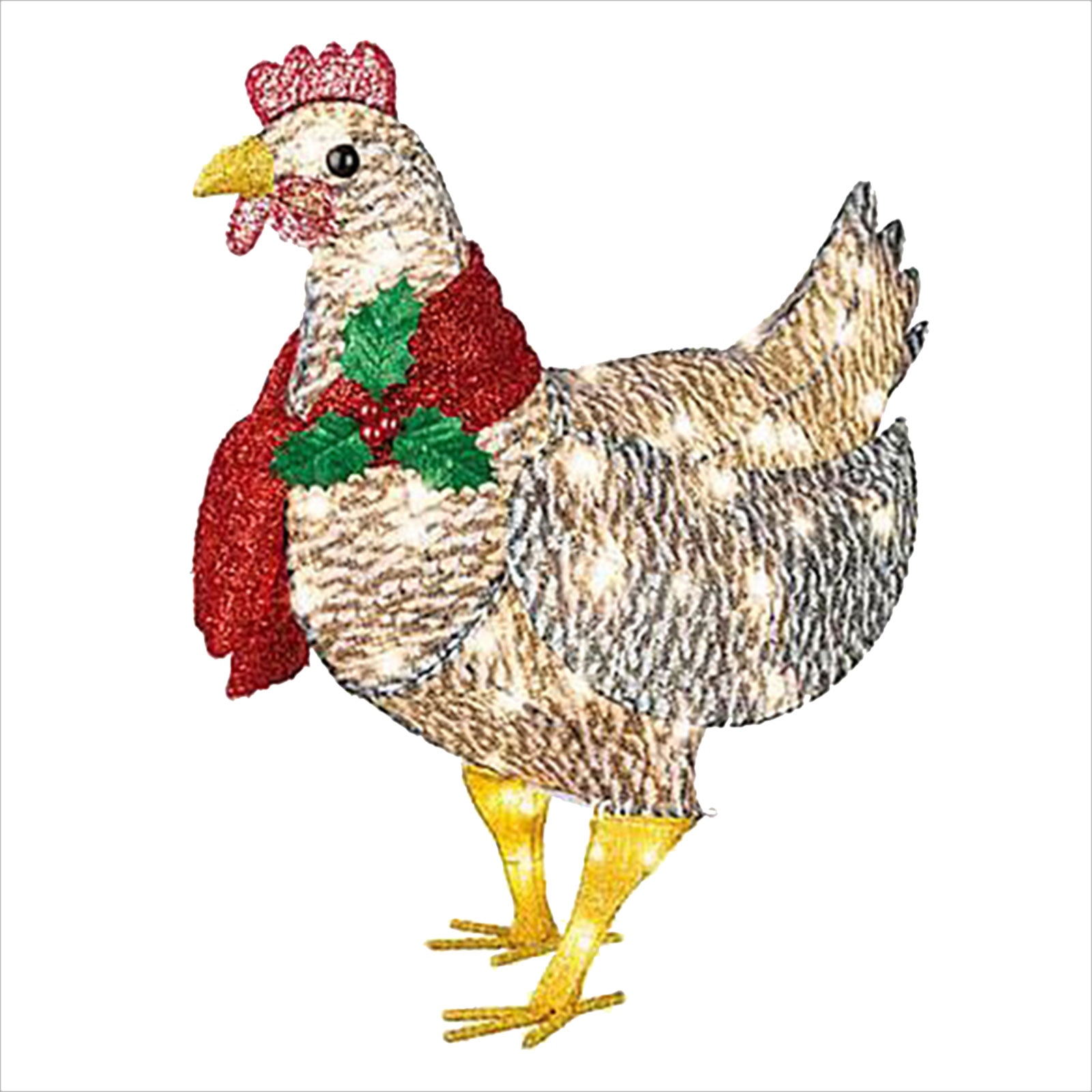 Christmas Light-Up Chicken with Scarf Holiday Decoration Light Yard Garden Xmas Atmosphere Ornaments Outdoor Garden Decoration
