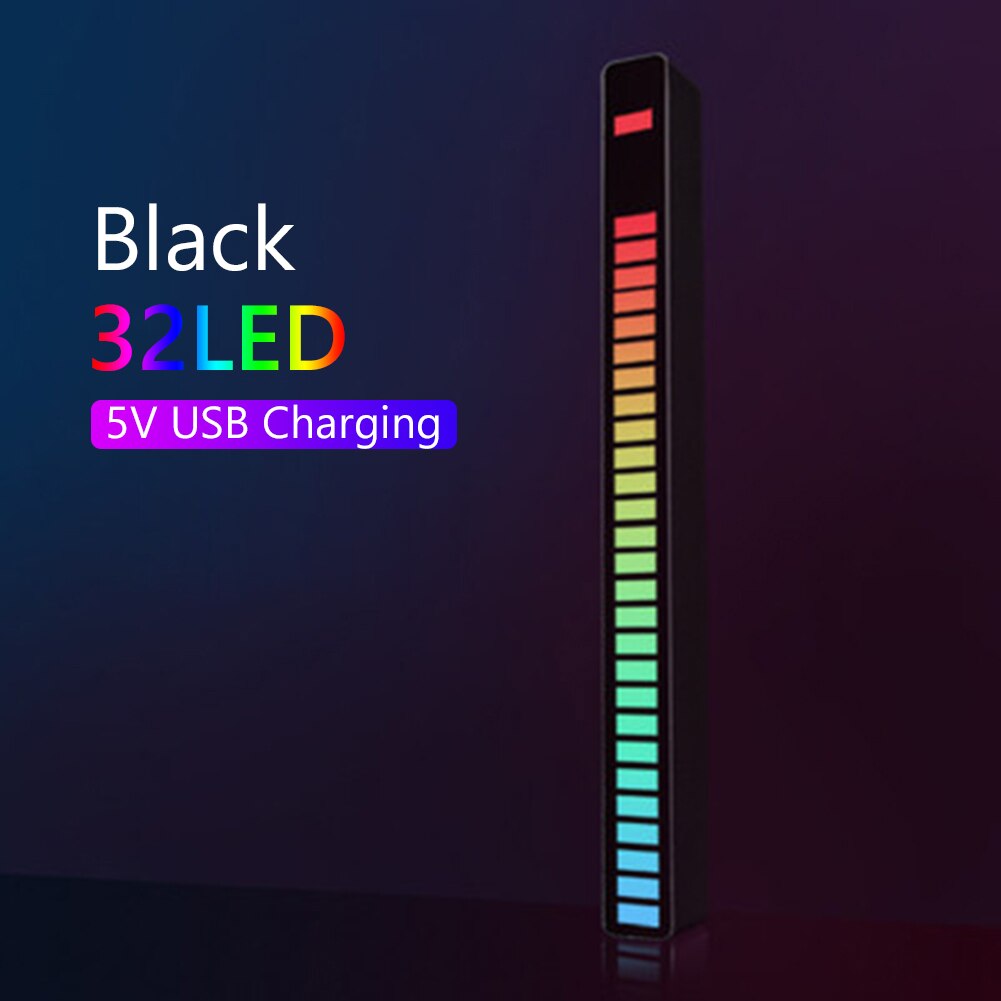 Voice-Activated Pickup Rhythm Lamp Strip Aluminum Alloy 8 Modes Car Home Sound Sensor Music RGB Night Light Bar Rhythm Lights