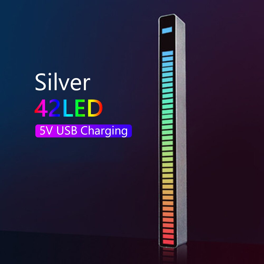 Voice-Activated Pickup Rhythm Lamp Strip Aluminum Alloy 8 Modes Car Home Sound Sensor Music RGB Night Light Bar Rhythm Lights
