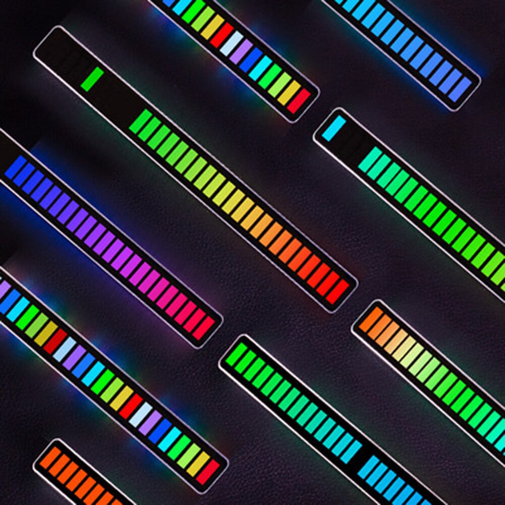 Voice-Activated Pickup Rhythm Lamp Strip Aluminum Alloy 8 Modes Car Home Sound Sensor Music RGB Night Light Bar Rhythm Lights