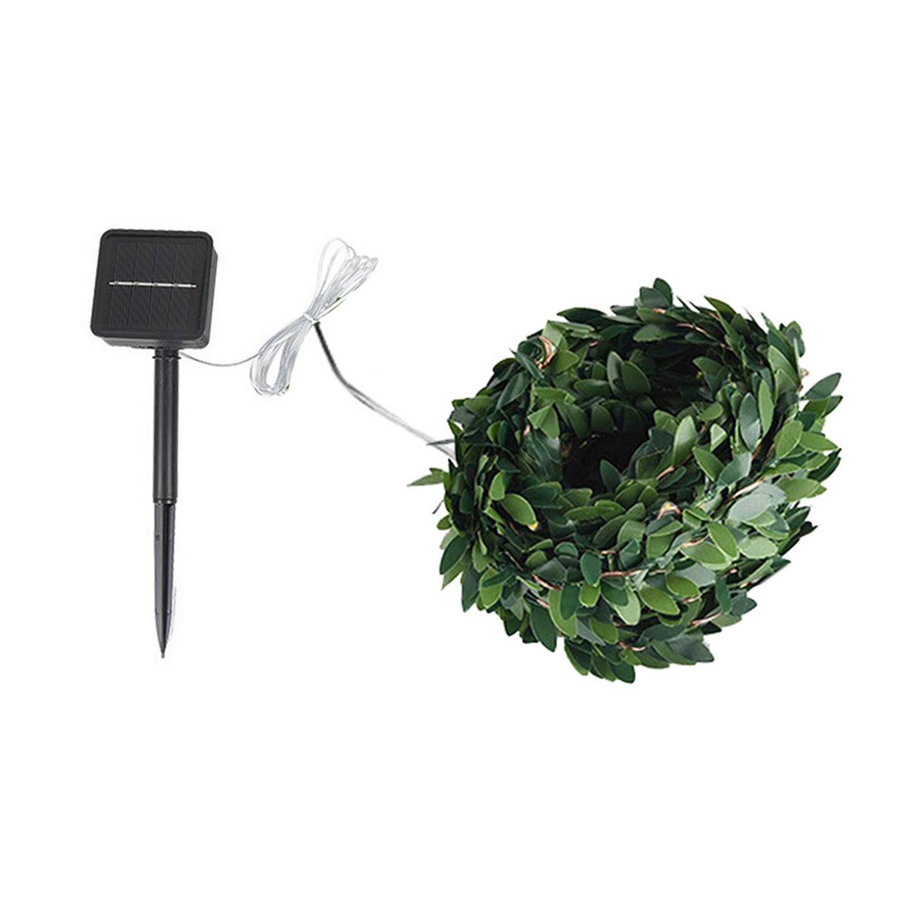 LED Solar String Lights Outdoor Garden Courtyard Rattan Light String Maple Leaf Lamp Green Leaf Cane Lantern for Christmas Decor