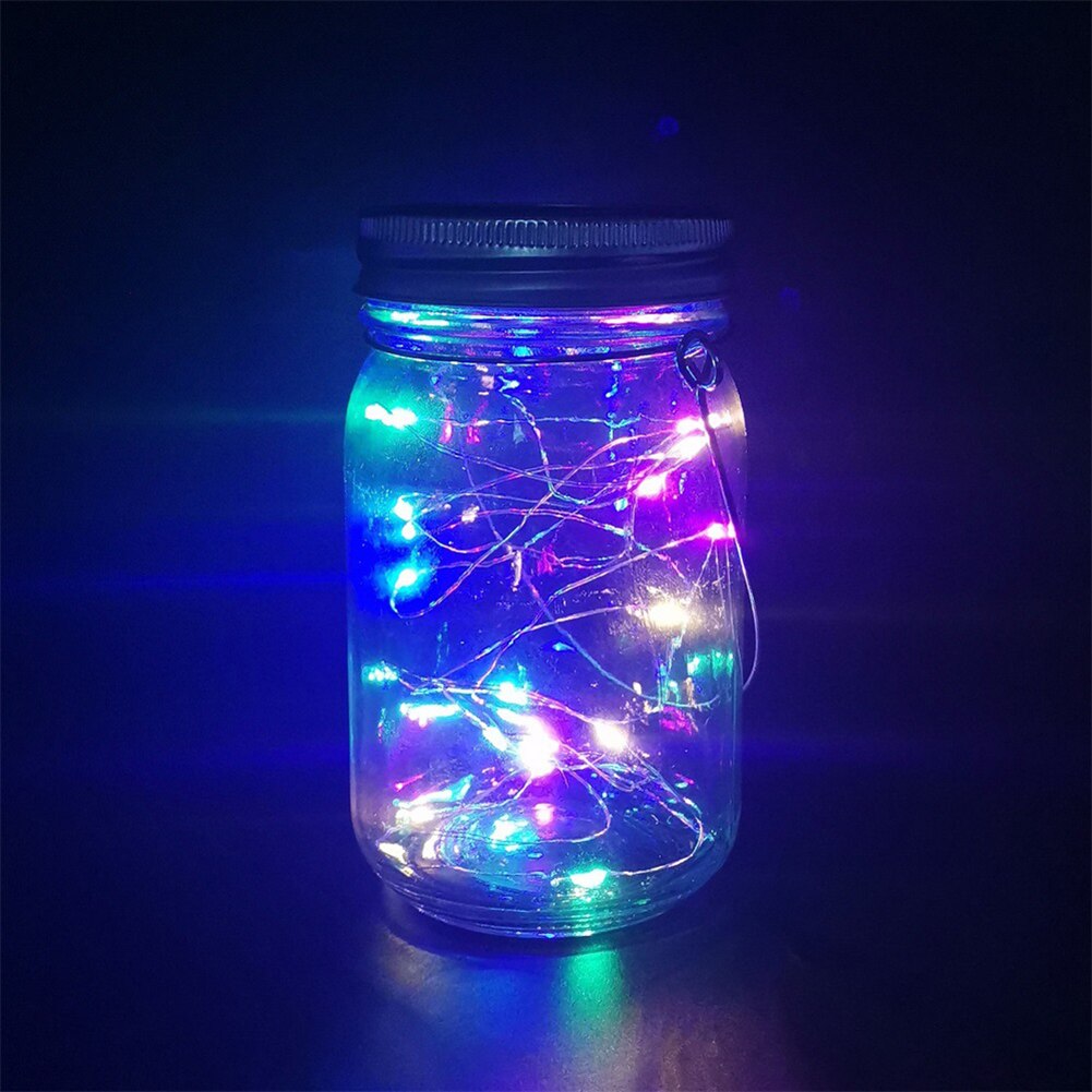 10LED Solar Fairy String Light For Mason Jar Lid Insert With Handle & Bottle Christmas Lights Outdoor Garden Wedding Decor Lamps