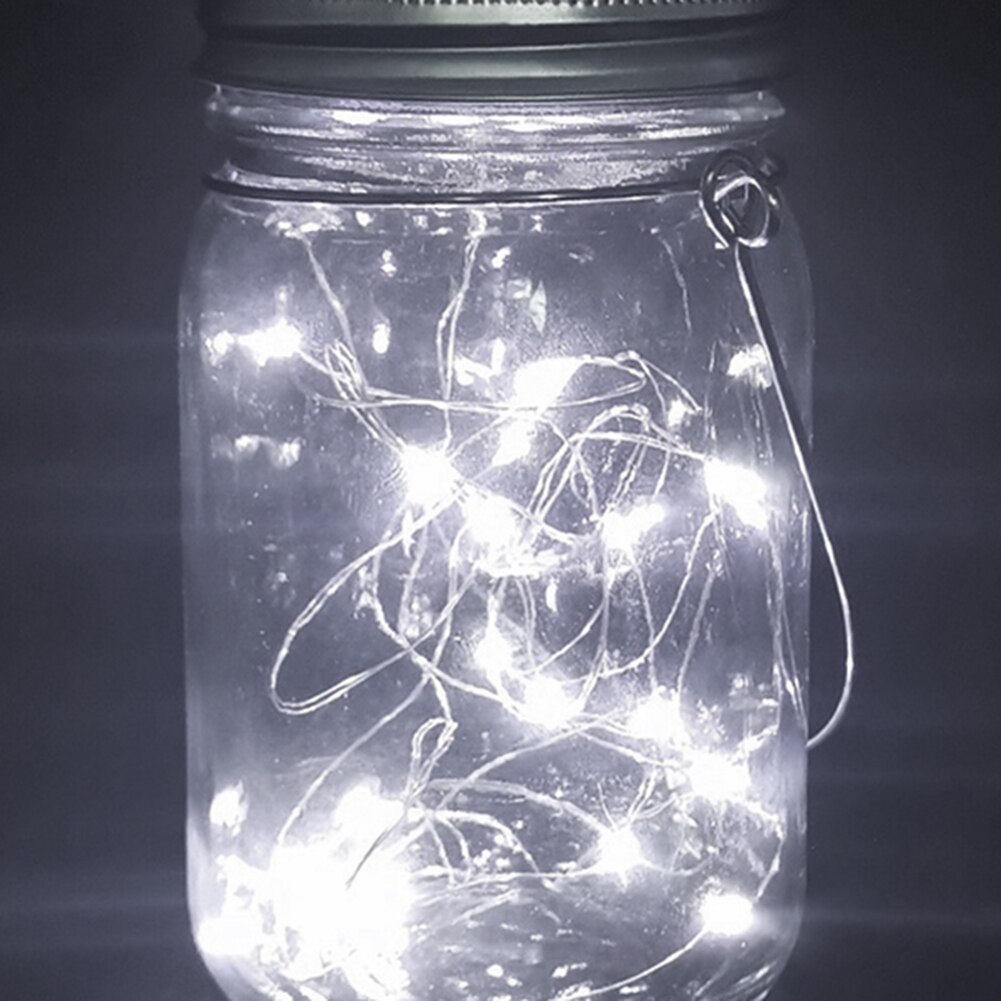 10LED Solar Fairy String Light For Mason Jar Lid Insert With Handle & Bottle Christmas Lights Outdoor Garden Wedding Decor Lamps
