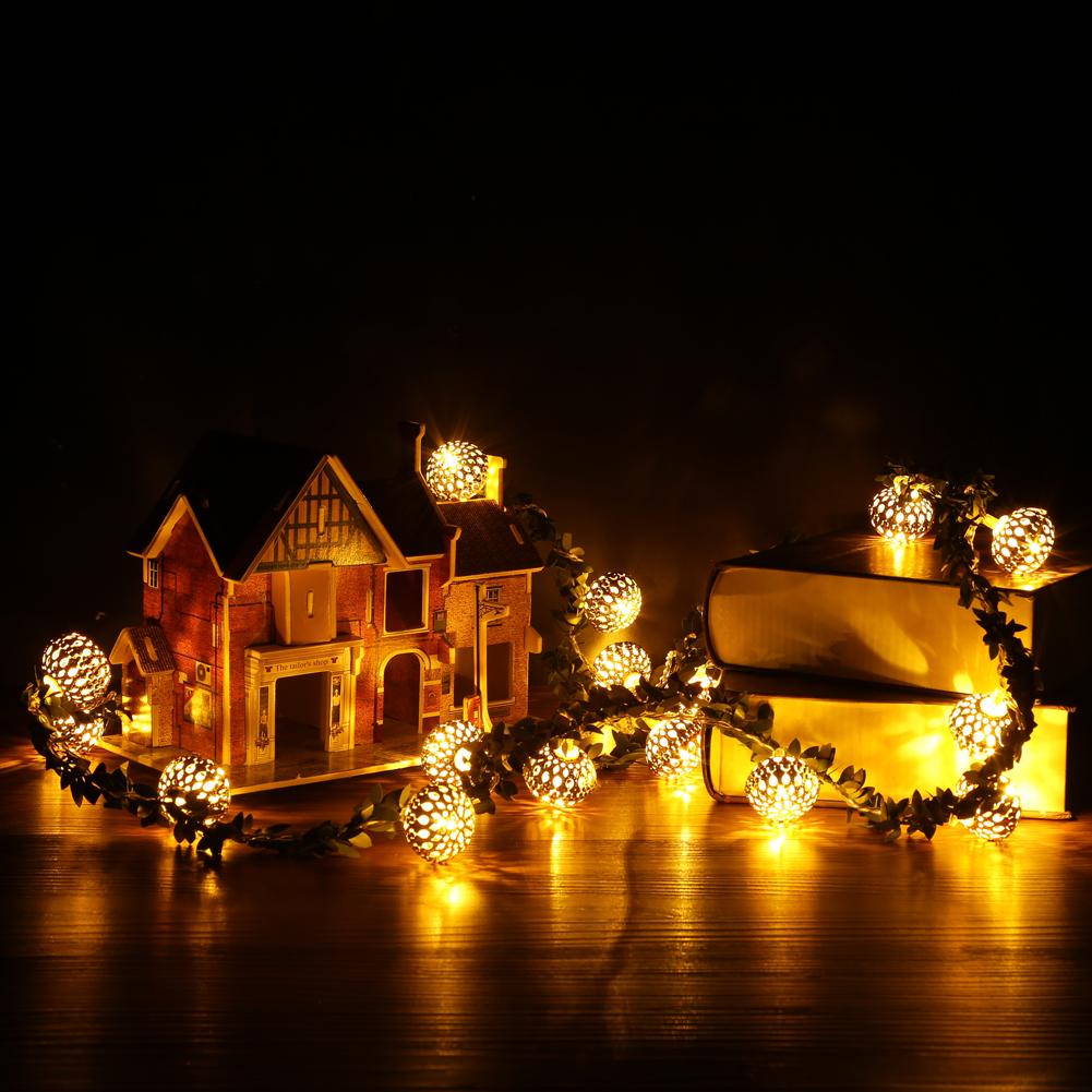 2M LED Fairy String Light Warm White String Lights Gold/Silver Rattan Ball String Lamp for Christmas Decoration Holiday Lighting