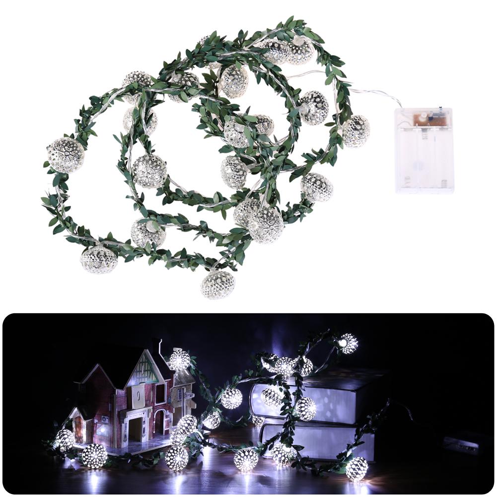 2M LED Fairy String Light Warm White String Lights Gold/Silver Rattan Ball String Lamp for Christmas Decoration Holiday Lighting