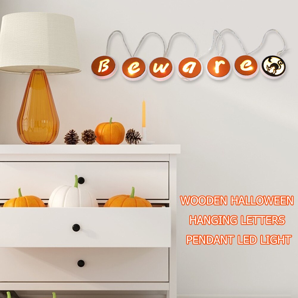 Fairy LED String Lights Home Decoration Halloween Letters Pendant Crafts for Christmas Tree Festival Party Decoration Lighting