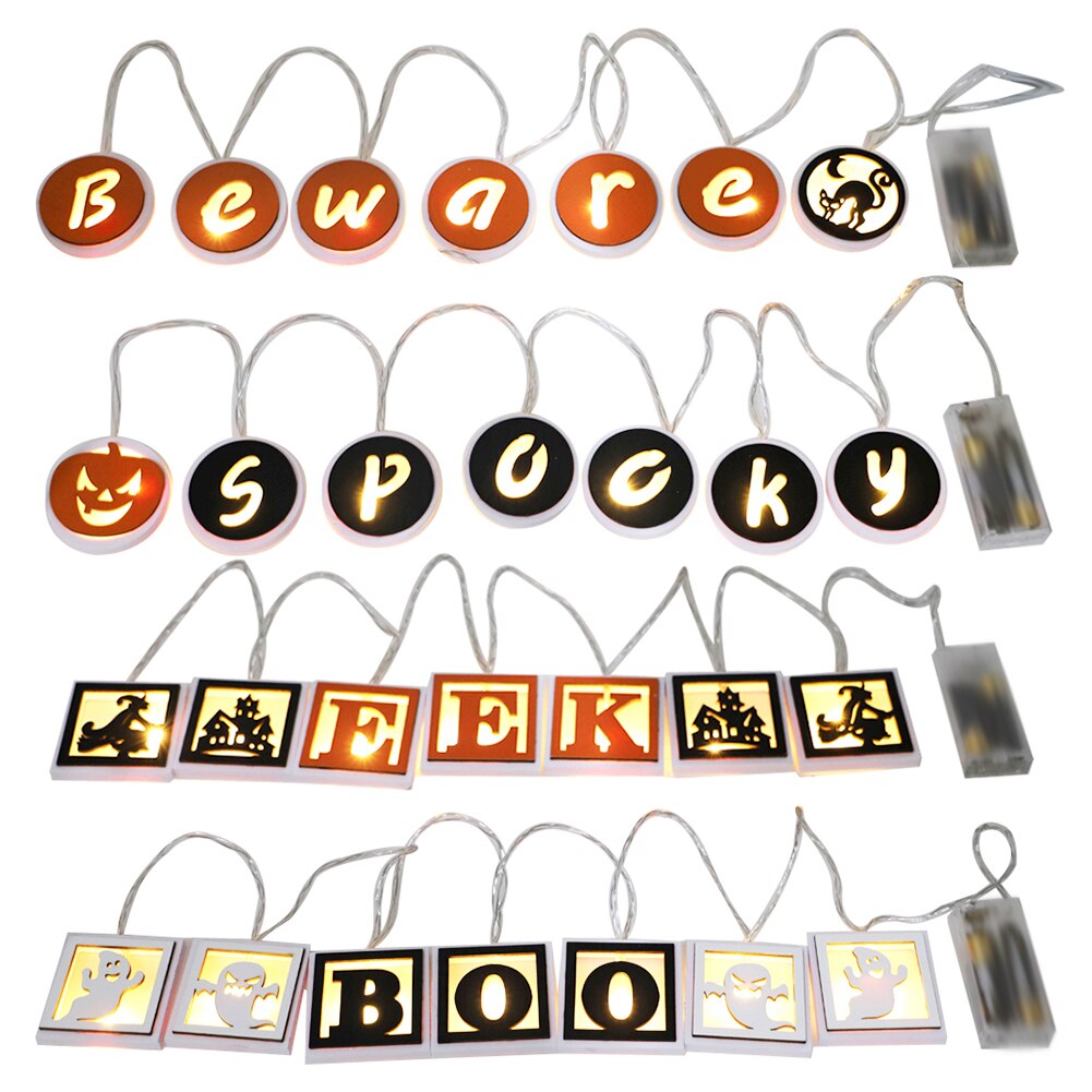 Fairy LED String Lights Home Decoration Halloween Letters Pendant Crafts for Christmas Tree Festival Party Decoration Lighting