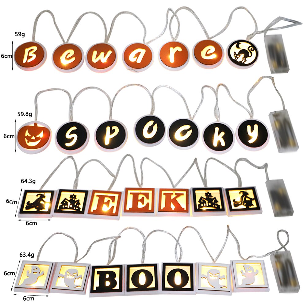 Fairy LED String Lights Home Decoration Halloween Letters Pendant Crafts for Christmas Tree Festival Party Decoration Lighting