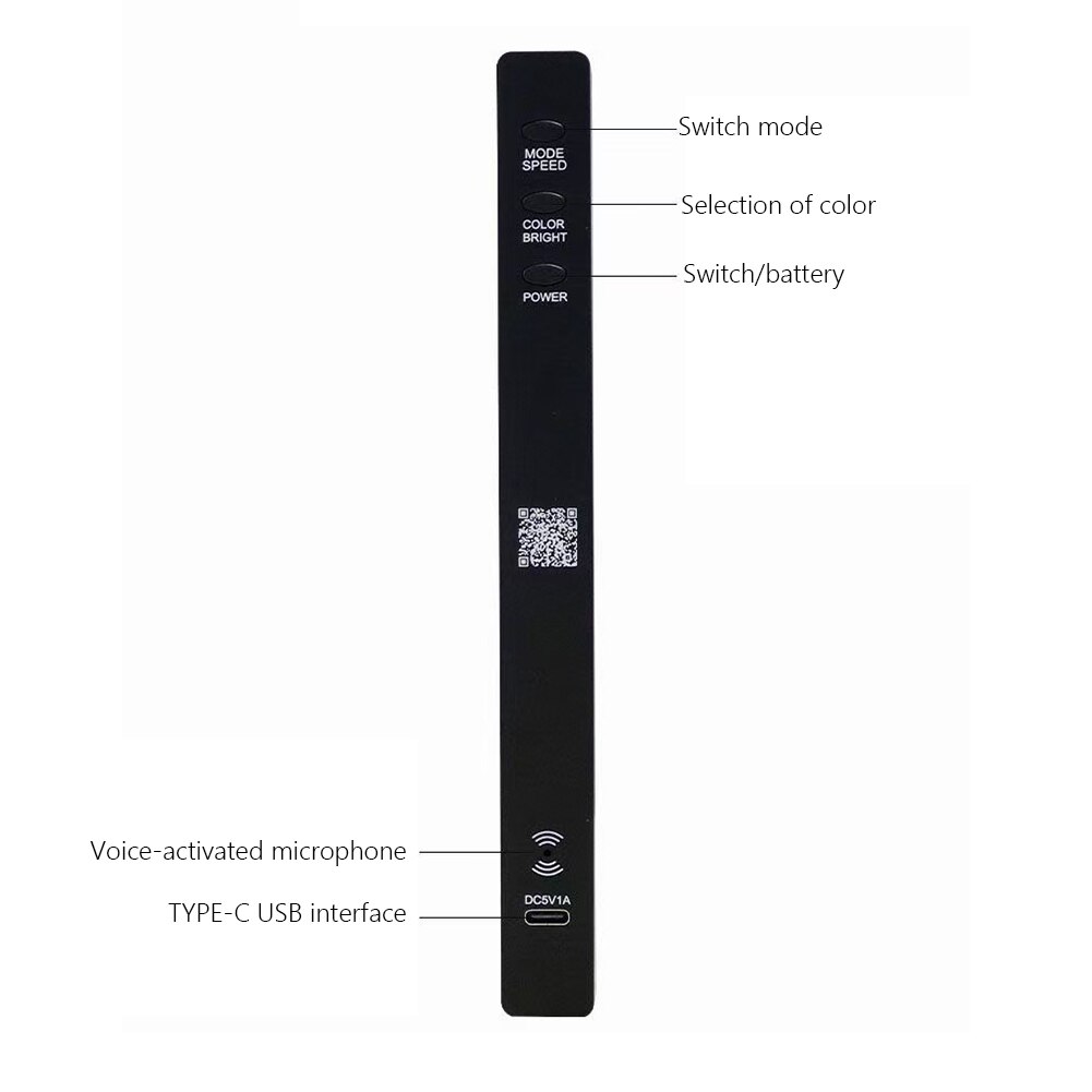 APP Control 32 LED 3D RGB Voice-Activated Pickup Rhythm Strip Light Colorful Tube USB 5V Rechargeable Battery Music Ambient Lamp