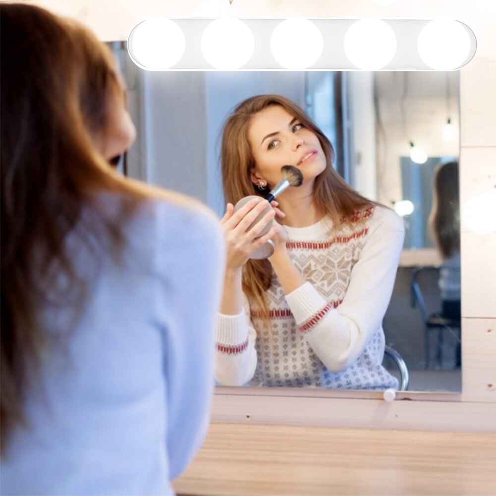 4/5 LED Makeup Light Highlight Mirror Suction Bathroom Dressing Lamp Battery Powered White Base Desktop Decoration Night Lights