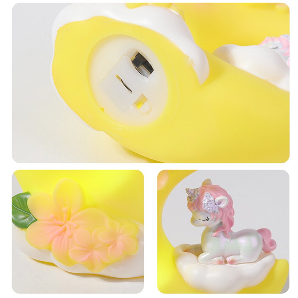 Resin Unicorn Moon Night Light Table Lamp Bedside Atmosphere Art Craft Cartoon Ornament Birthday Gift for Girls Home Decoration