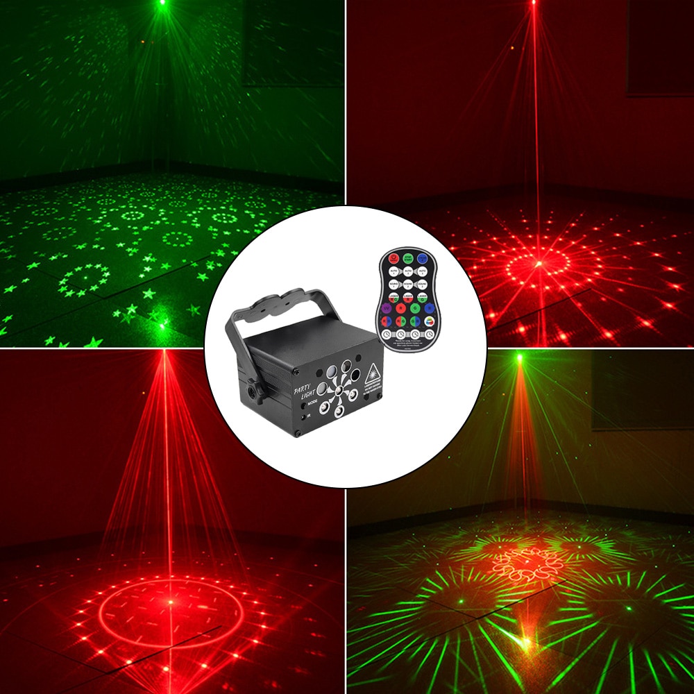 RGB Laser Projector Lamp USB Rechargeable LED Disco Light Party Show DJ Stage Lighting Effect Lamp For Home KTV Wedding Festival