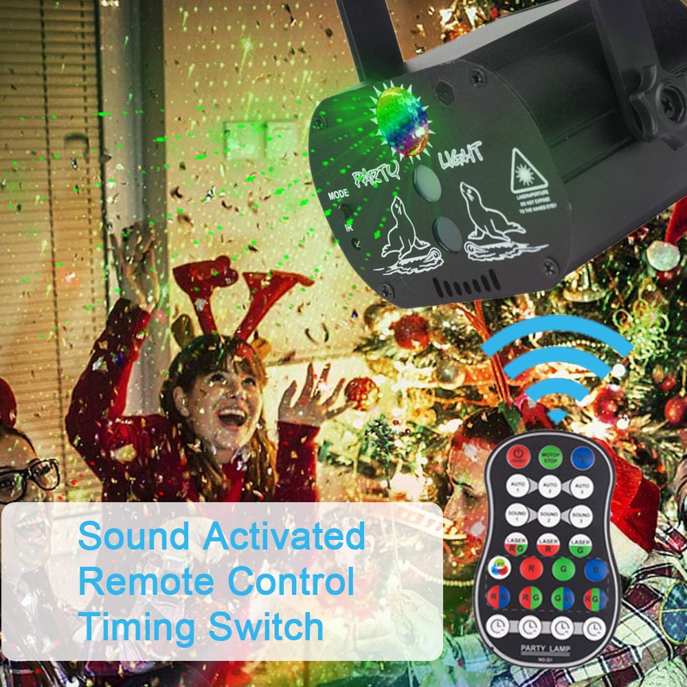 60 Patterns Laser Projector Light Voice Control RGB Strobe Effect Stage Light For Party Show DJ Home KTV Disco Lamps