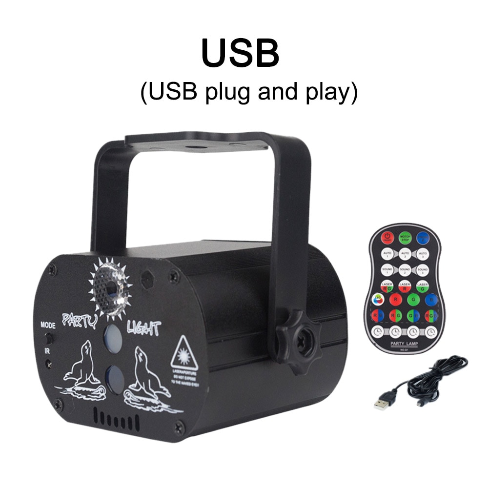 240 Pattern RGB Stage Light USB Rechargeable Voice Control Disco Light Party Show Laser Projector Effect Lamp For Home Party KTV