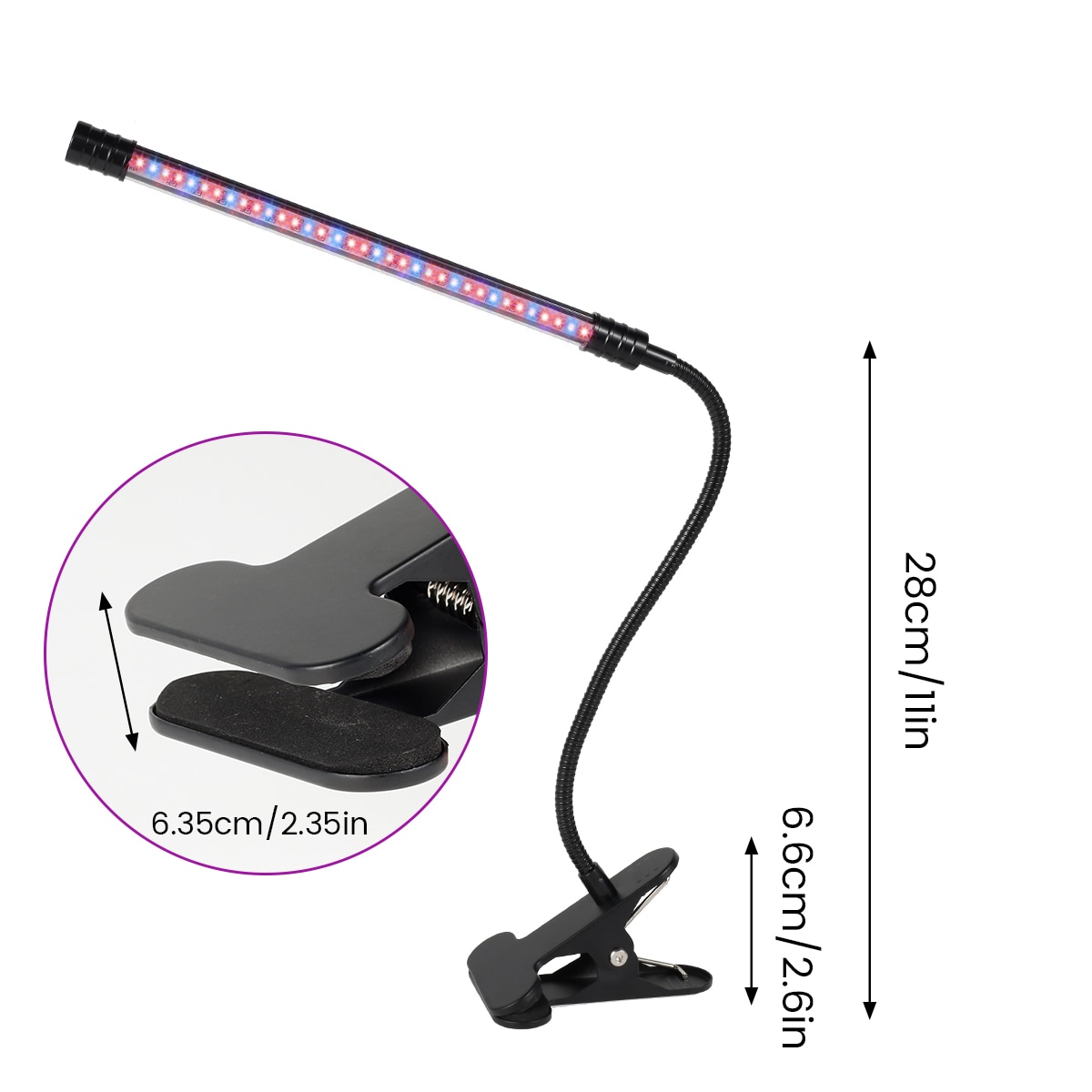 USB LED Grow Light Full Spectrum Phytolamps Red & Blue Plant Growing Lamp With Clip 5 Level Dimmable Waterproof Growing Lamp
