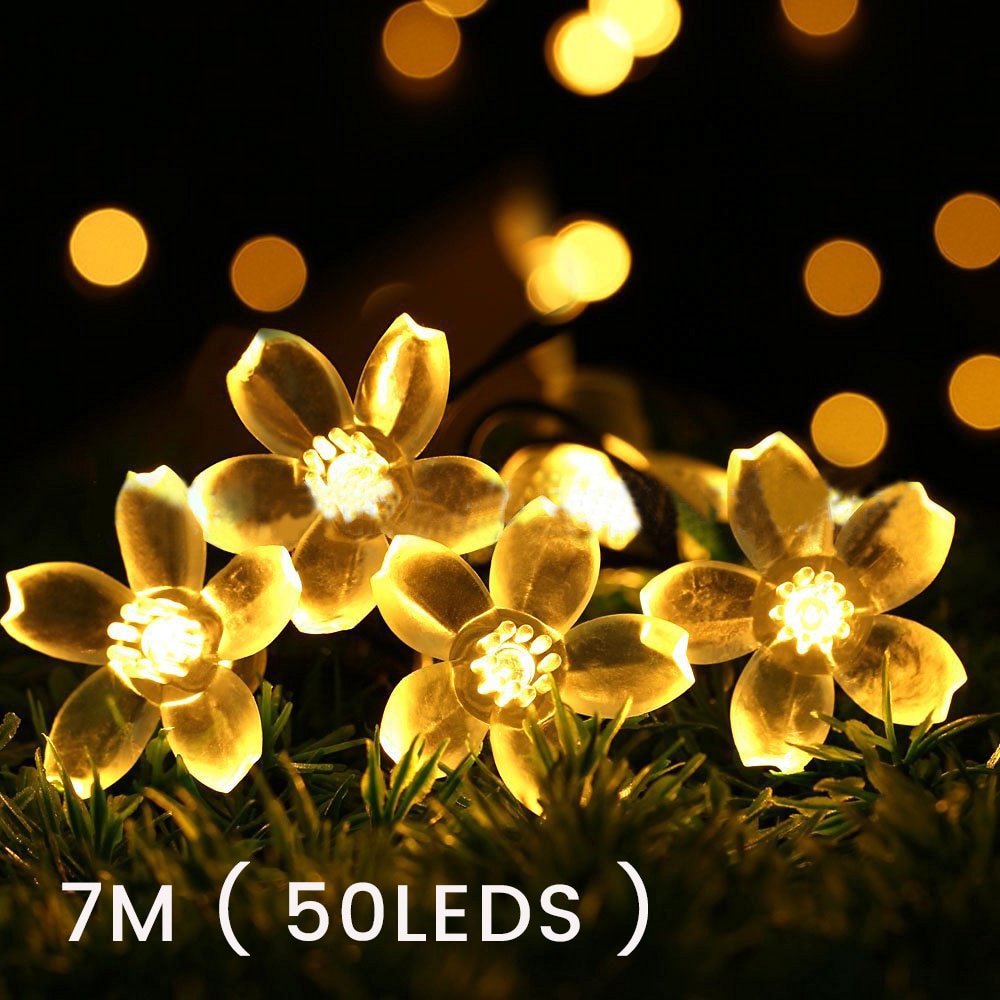 7m 50LED Flower Solar Lamp LED String Light Solar Power Fairy Lights String Garlands Christmas Decor Light For Outdoor Garden